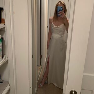 Lulus Satin Dress White Maxi Prom worn once